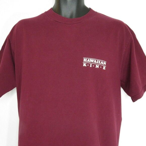 Vintage 80's Hawaiian Kine Complete Gamblers T-Shirt Maroon Red Made USA L - Picture 4 of 7